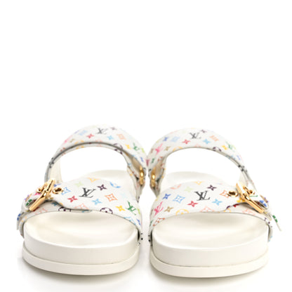 Louis Vuitton LV X TM Monogram Multicolor Bom Dia Comfort Mule Sandals 40 White 3 of 10