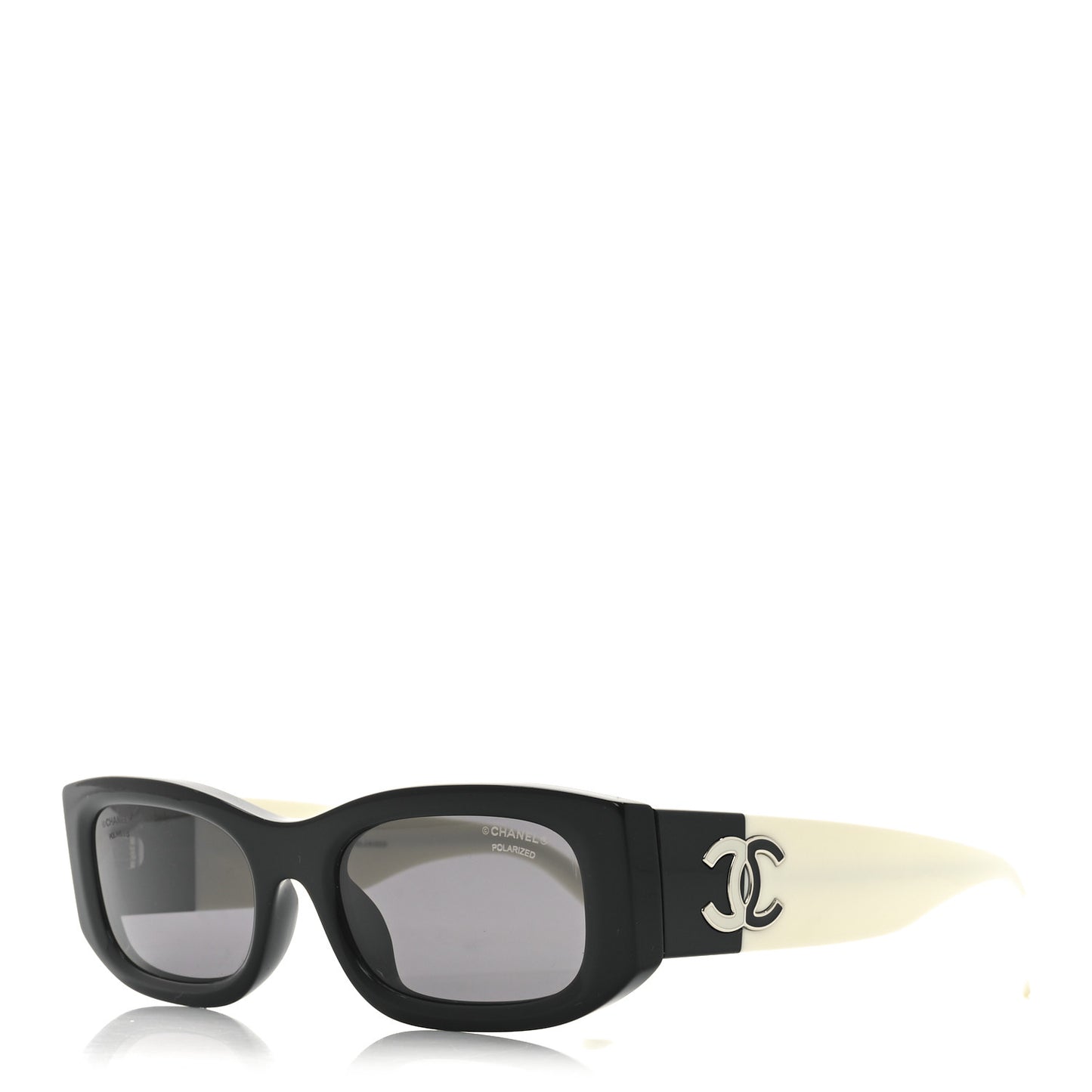 Acetate Polarized Rectangle Sunglasses 5525-A Black White