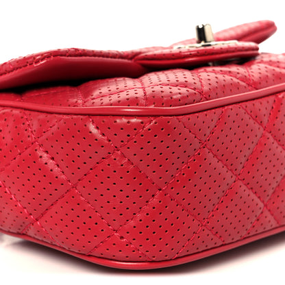 Chanel Lambskin Perforated Mini Rectangular Flap Dark Pink 10 of 12