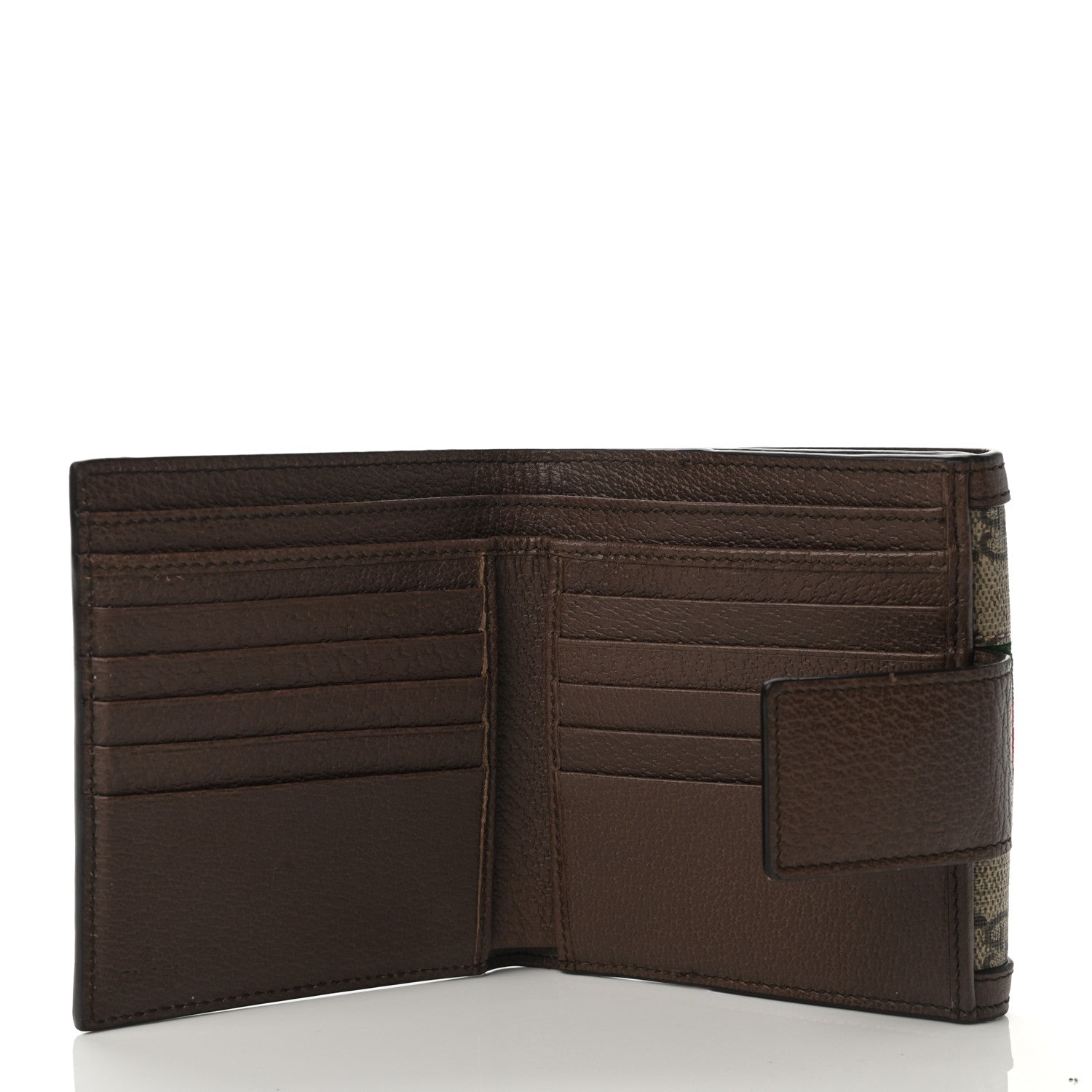 Gucci GG Supreme Monogram Web Ophidia French Flap Wallet Beige New Acero 6 of 8