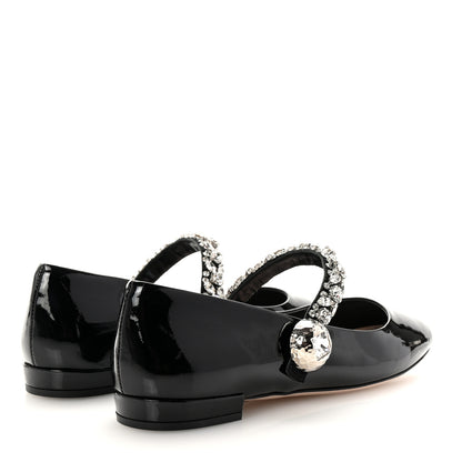 Miu Miu Patent Crystal Mary Jane Flats 36.5 Black 5 of 9