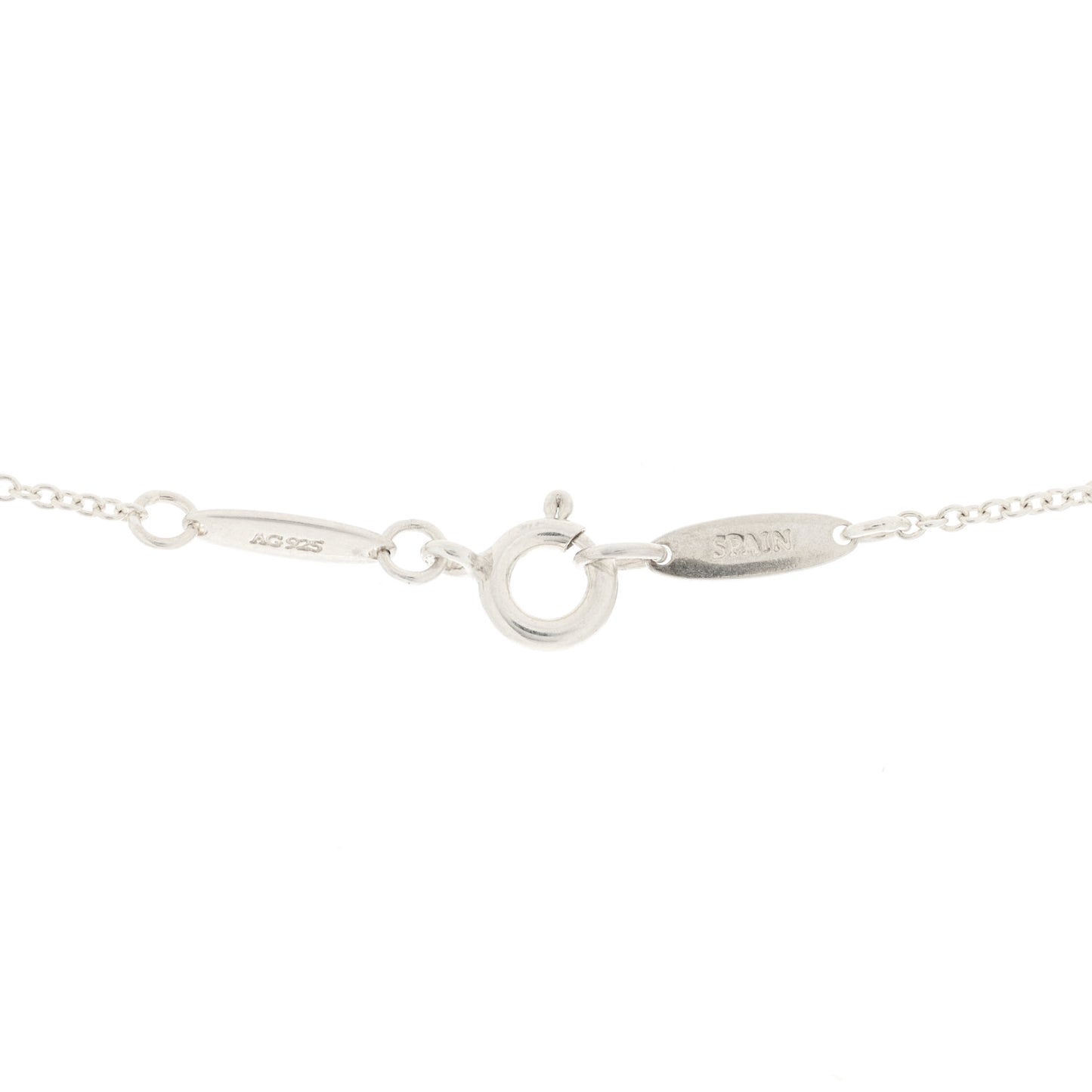 Sterling Silver Diamond 16mm Elsa Peretti Open Heart Pendant Necklace