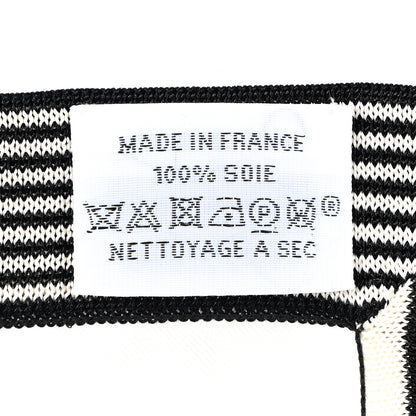 Hermes Silk Brides De Gala Brode Scarf 90 White Black 3 of 3