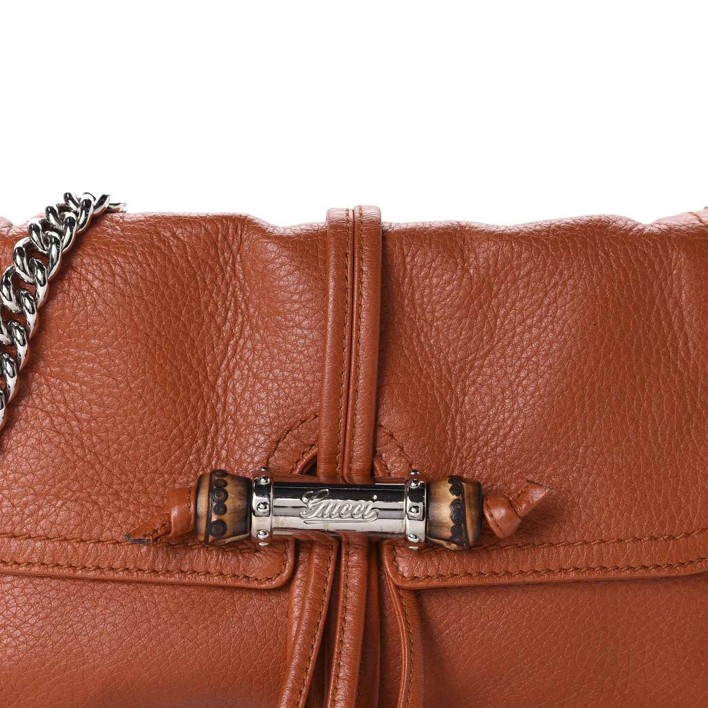 Calfskin Bamboo Croisette Evening Bag Orange