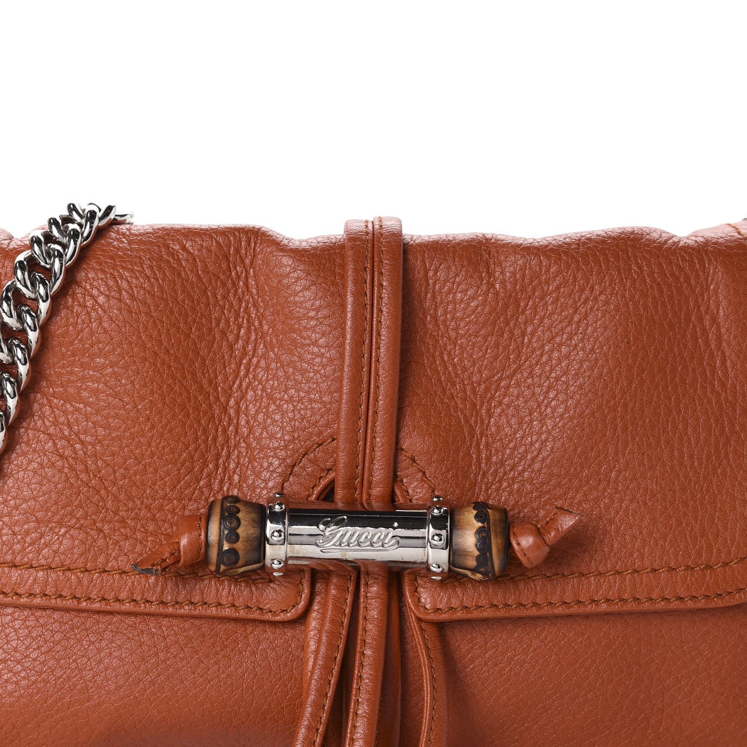 Gucci Calfskin Bamboo Croisette Evening Bag Orange 10 of 11