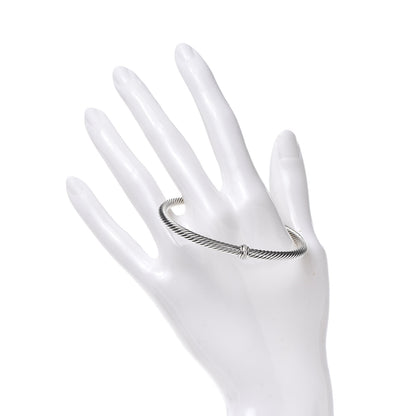 David Yurman Sterling Silver Diamond 4mm Cable Classics Center Station Bracelet 2 of 4