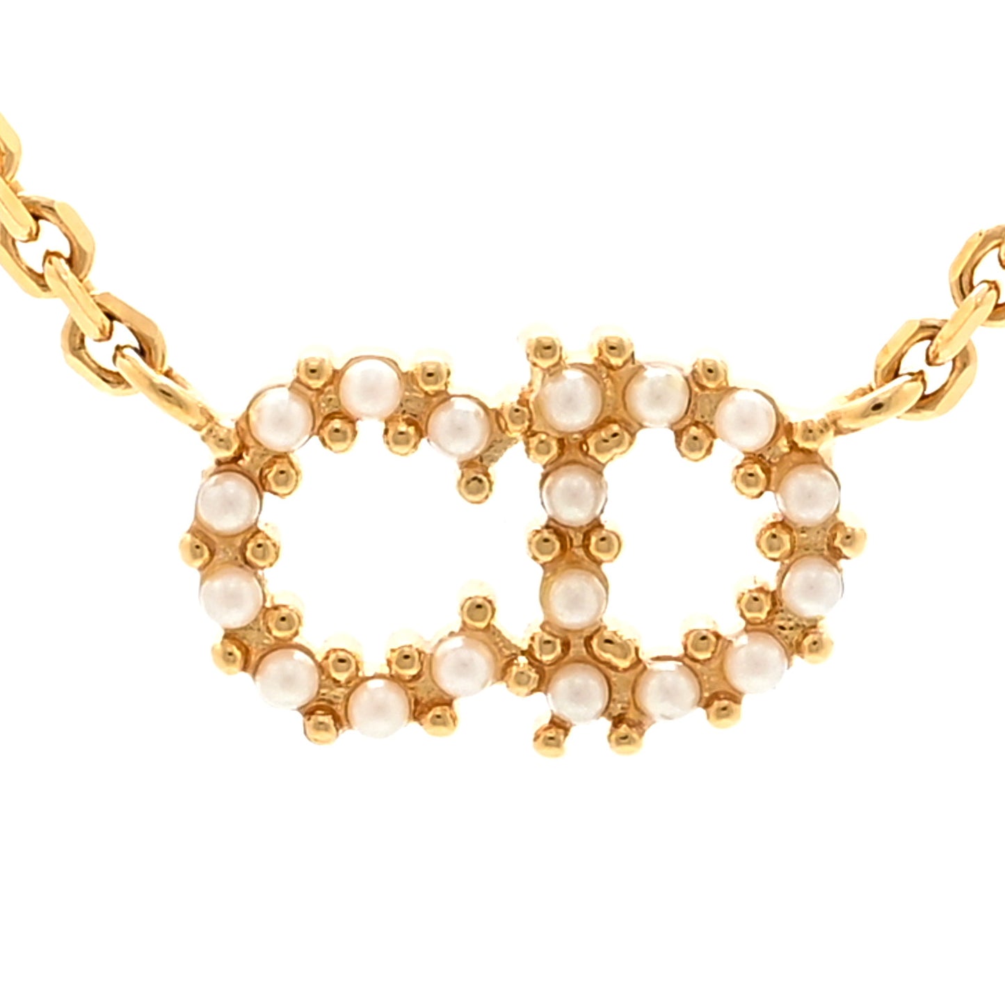 Metal Crystal Pearl Clair D Lune Necklace Gold