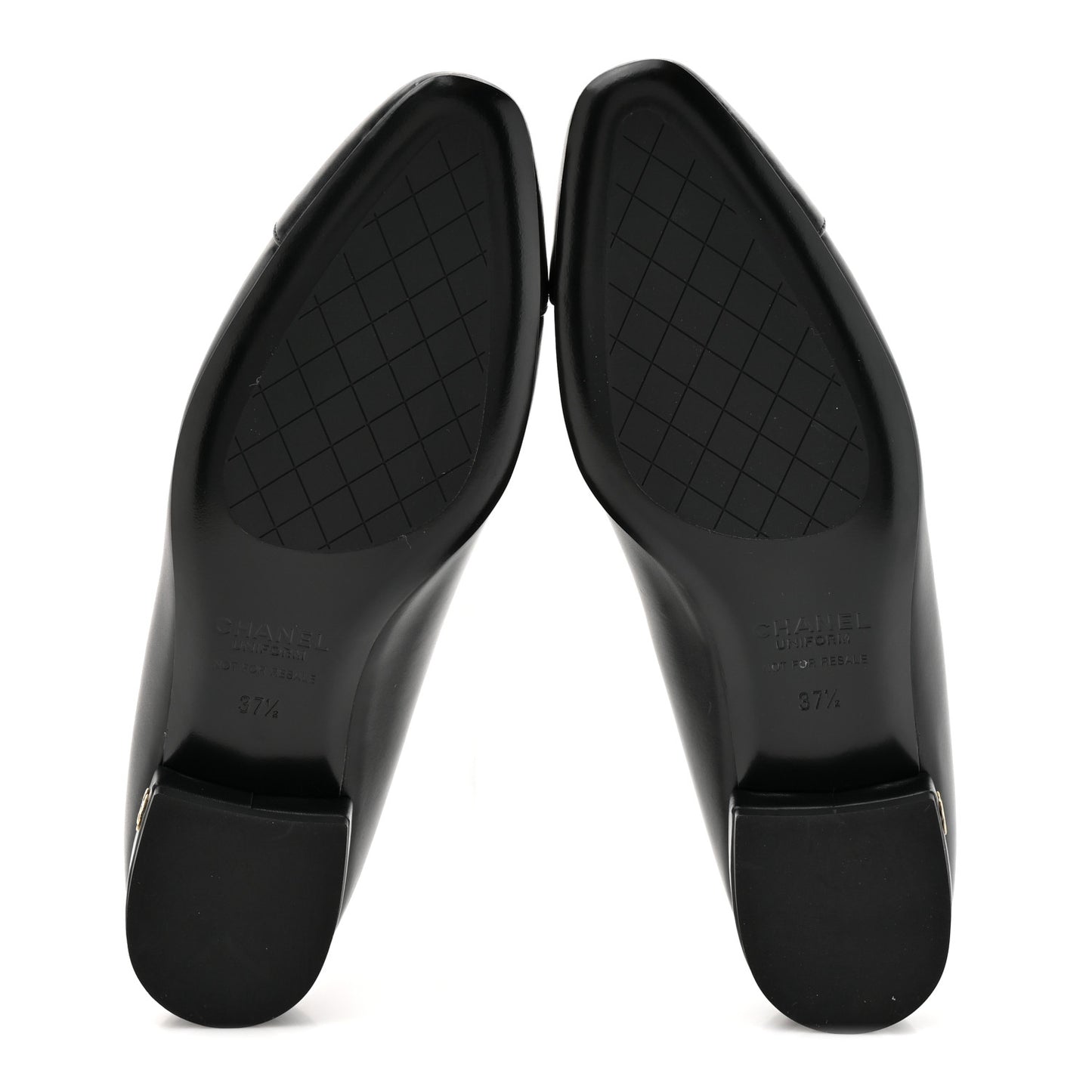 Lambskin Cap Toe CC Uniform Ballerina Flats 37.5 Black