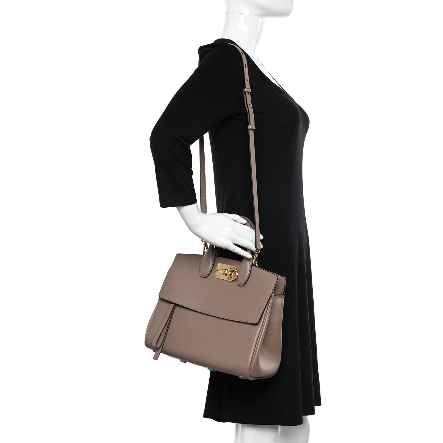 Salvatore Ferragamo Calfskin Studio Bag Caraway Seed 2 of 10