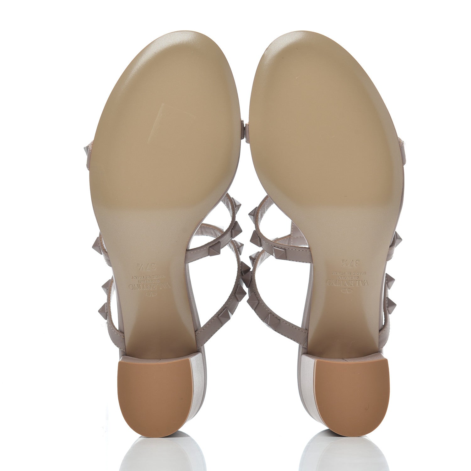 Valentino Garavani Calfskin Rockstud 60mm Caged Slide Sandals 37.5 Poudre 5 of 10