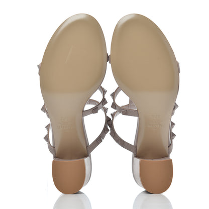 Valentino Garavani Calfskin Rockstud 60mm Caged Slide Sandals 37.5 Poudre 5 of 10