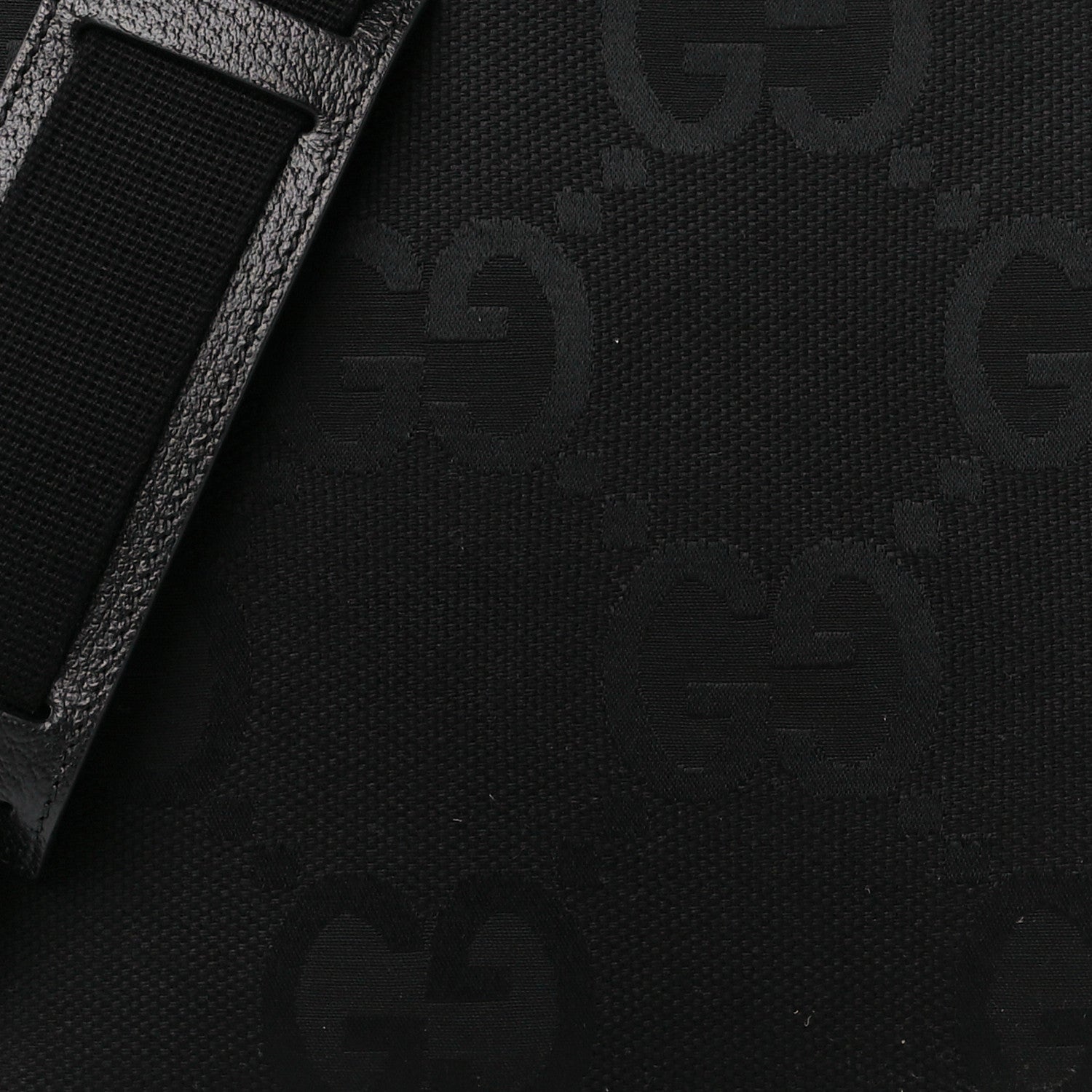 Gucci Monogram Jumbo GG Textured Dollar Calfskin Wristlet Messenger Bag Black 8 of 10