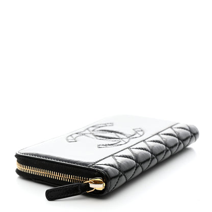 Chanel Shiny Aged Calfskin Quilted CC Wallet Black 4 of 10