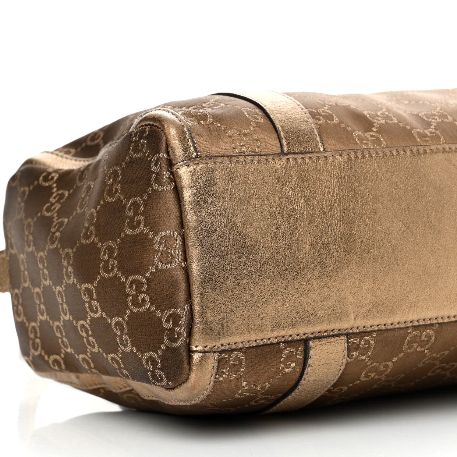 Gucci Satin Monogram Small Abbey Boston Metallic Bronze 9 of 17
