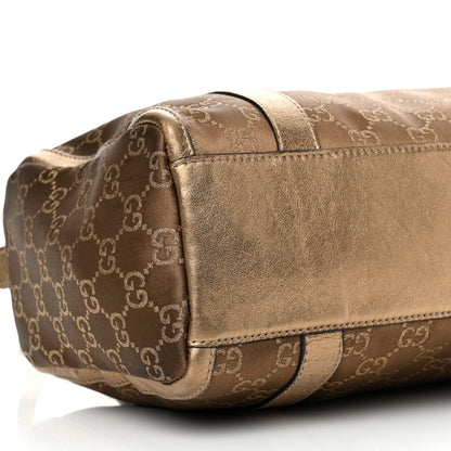 Gucci Satin Monogram Small Abbey Boston Metallic Bronze 9 of 17