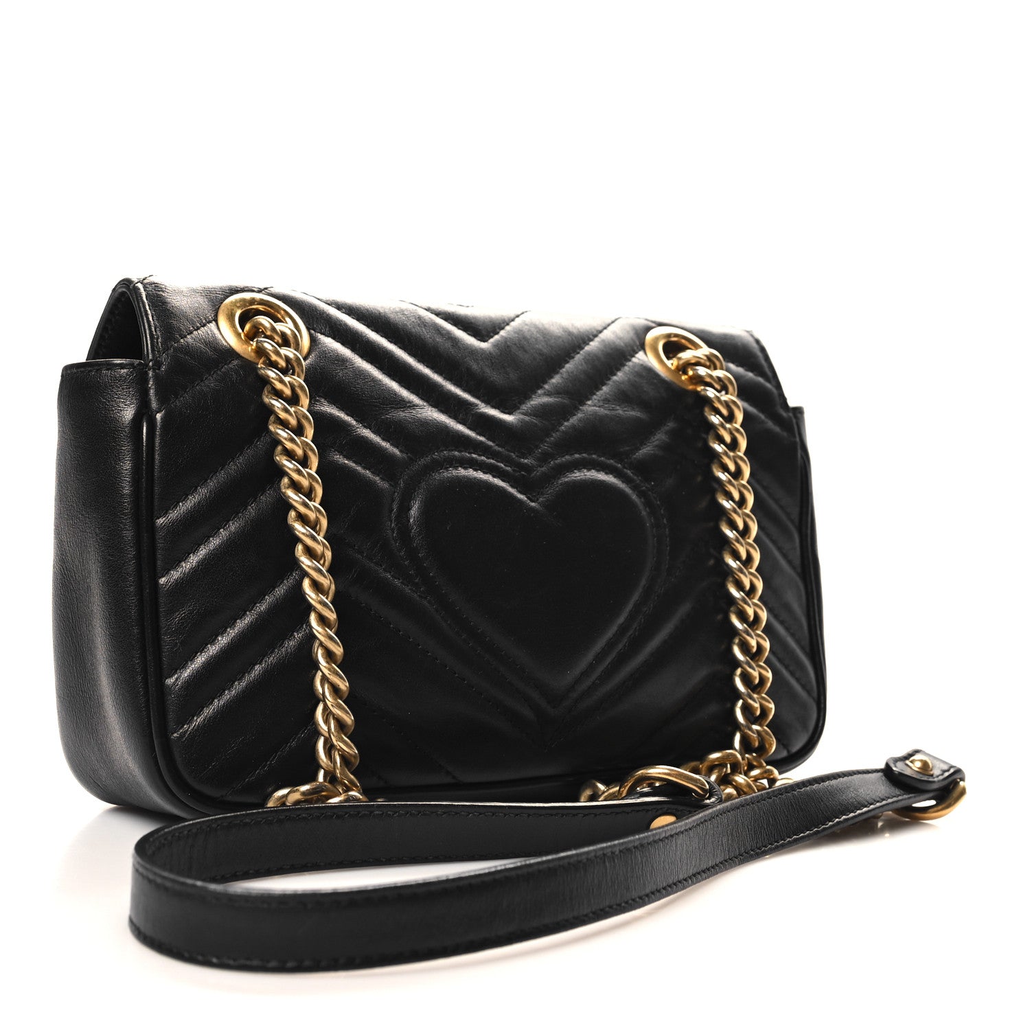 Gucci Calfskin Matelasse Mini GG Marmont Shoulder Bag Black 3 of 12