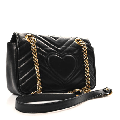Gucci Calfskin Matelasse Mini GG Marmont Shoulder Bag Black 3 of 12