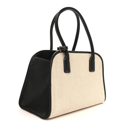 Prada Linen Shopping Tote Natural Black 3 of 9