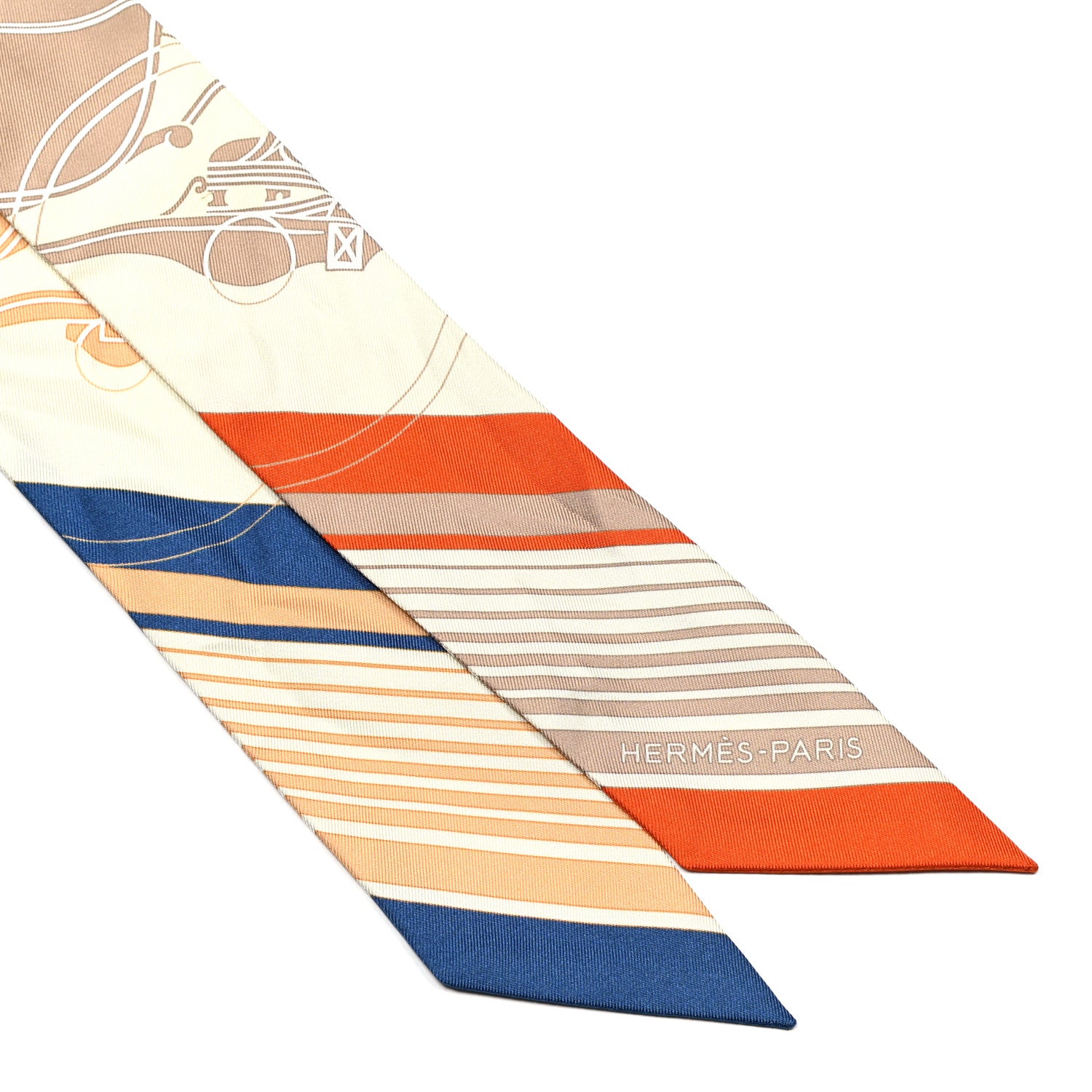 Hermes Silk Ex-Libris Twilly Creme Orange Beige 2 of 4