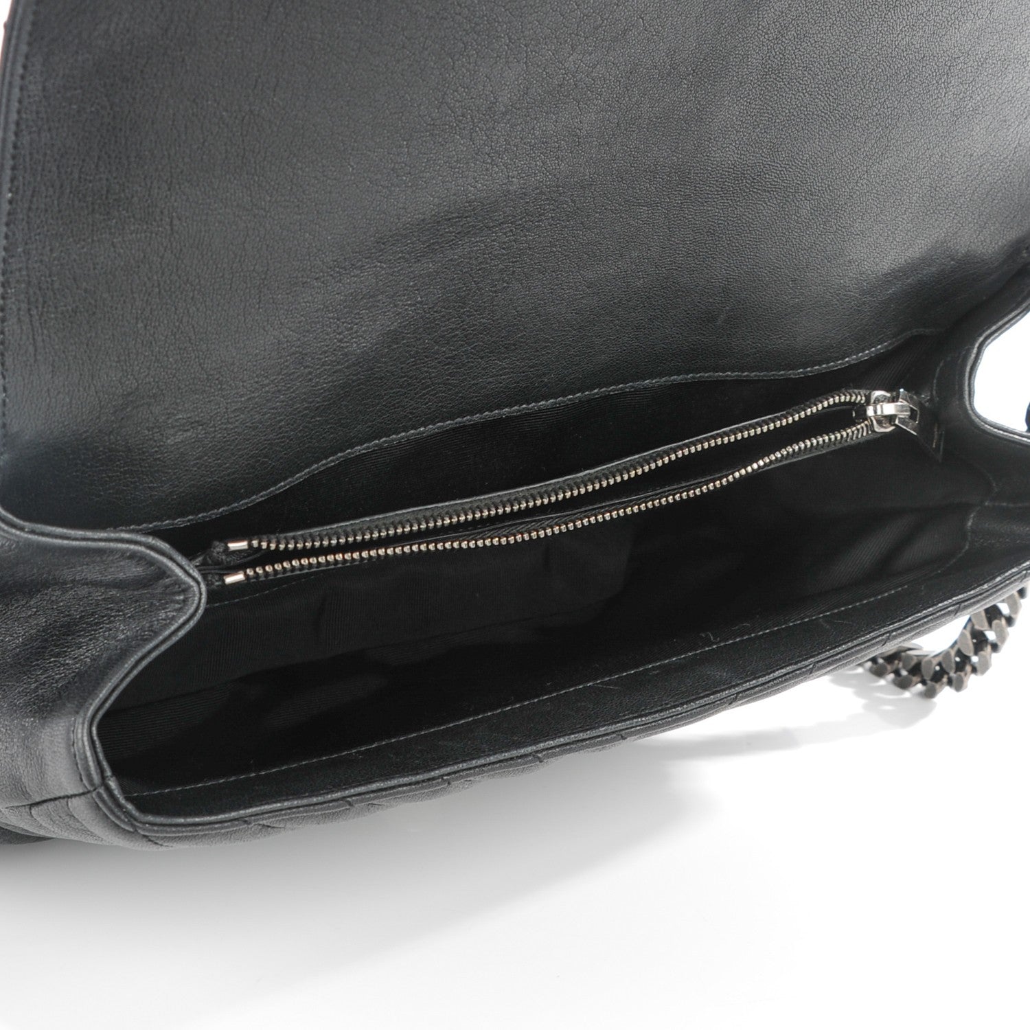 Saint Laurent Sheepskin Matelasse Chevron Monogram Large College Satchel Black 5 of 8