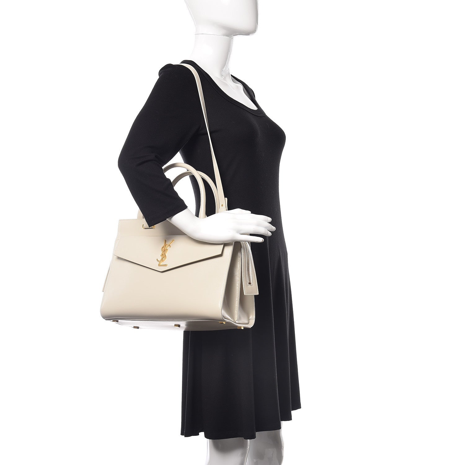Saint Laurent Shiny Calfskin Medium Uptown Tote White 2 of 10
