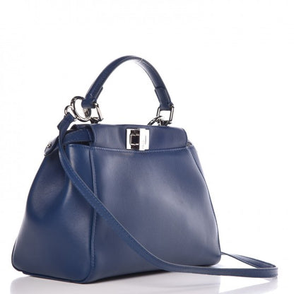 Fendi Nappa Mini Peekaboo Iconic Satchel True Blue 3 of 11