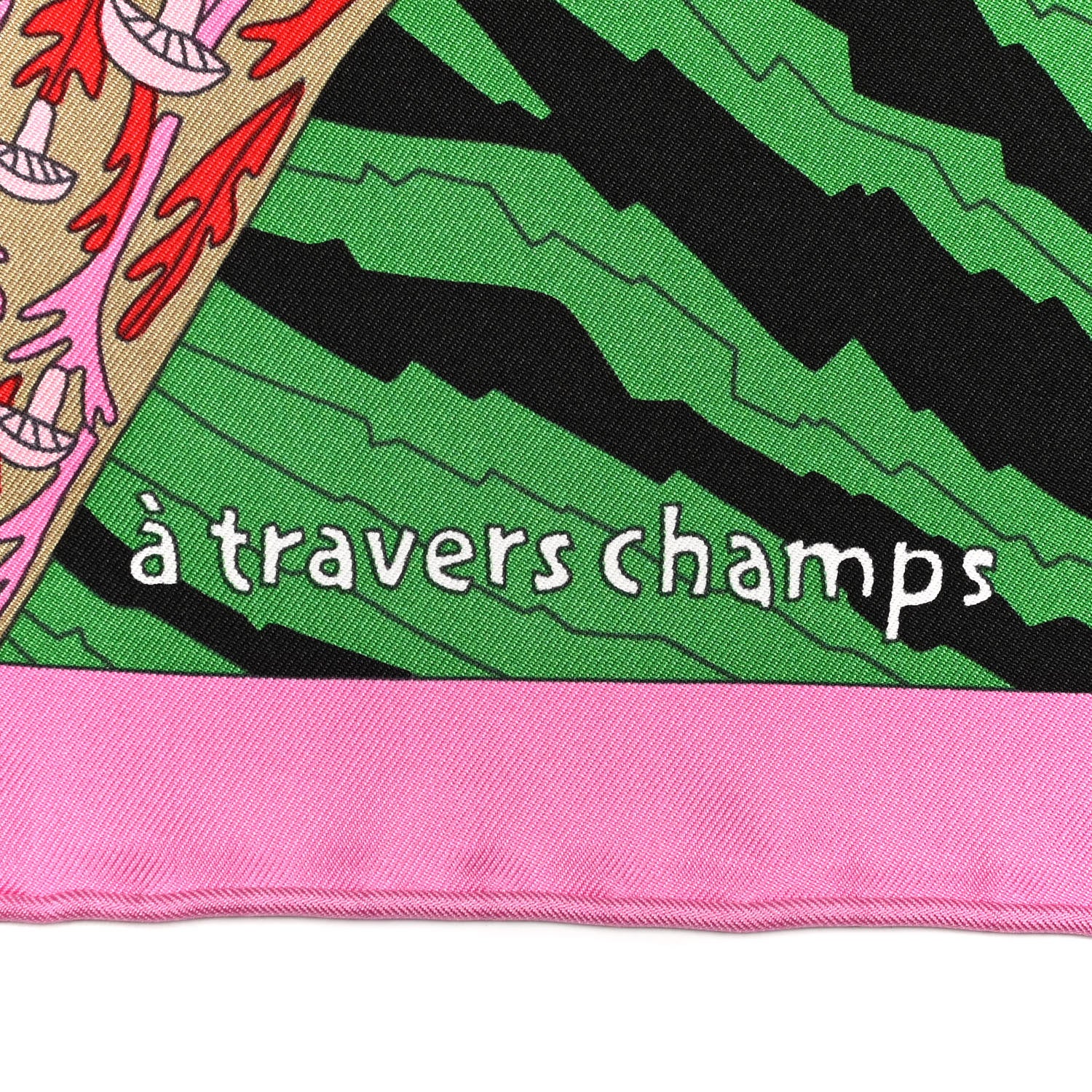 Hermes Silk A Travers Champs Scarf 90 Rose Vif Jaune Multicolor 5 of 5