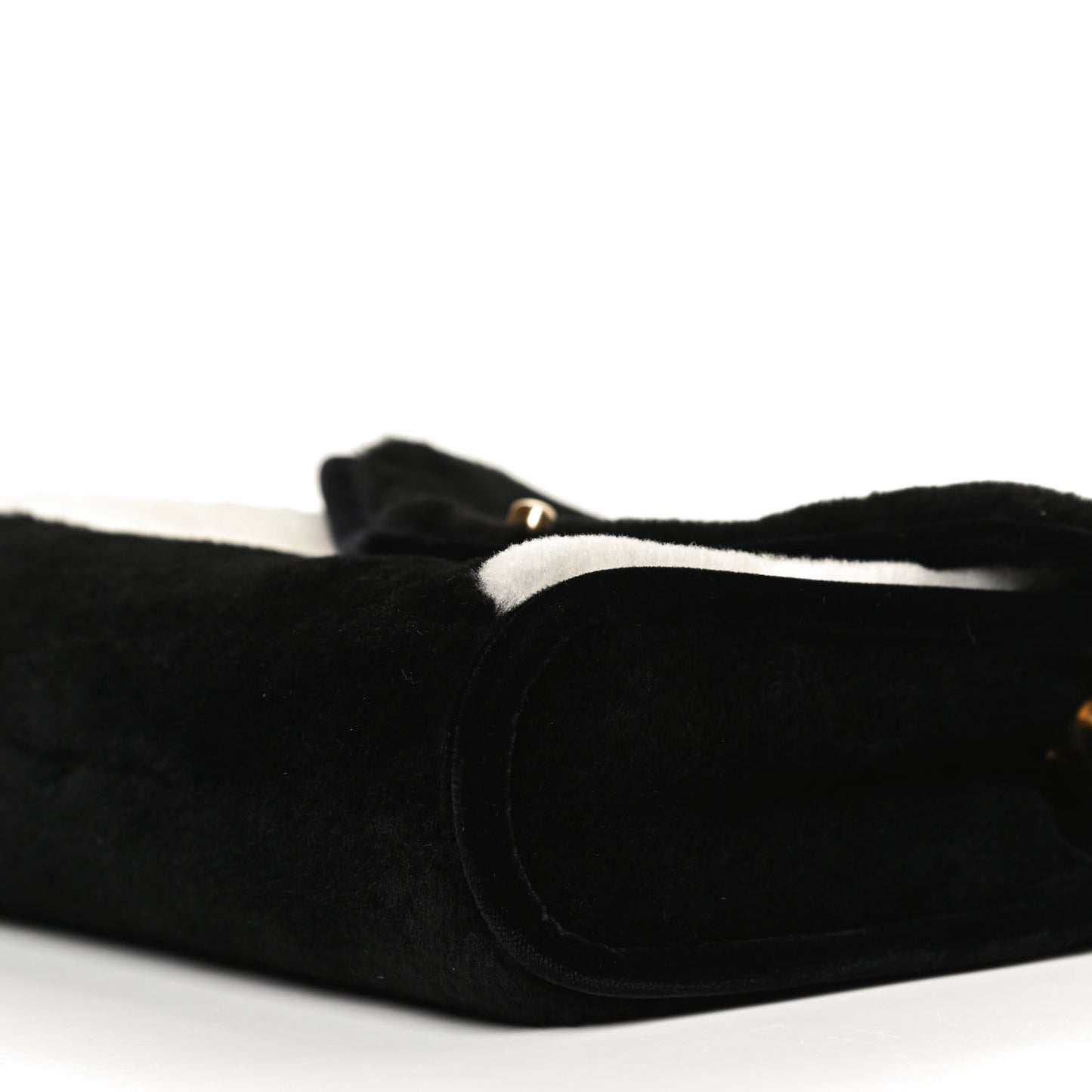 Shearling Checkered Flap Bag Black White