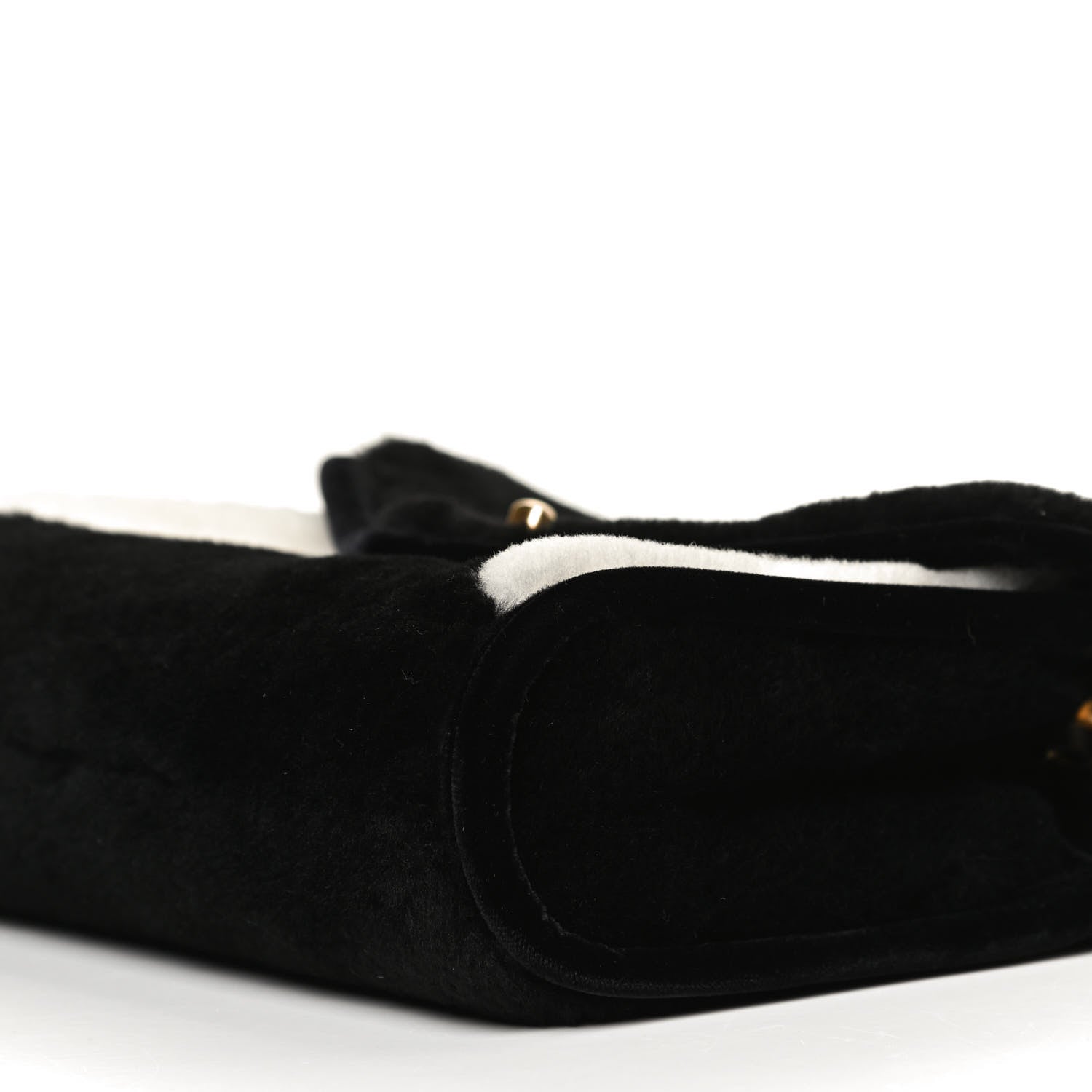 Chanel Shearling Checkered Flap Bag Black White 10 of 11