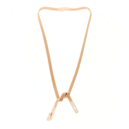 Hermes 18K Rose Gold Diamond Kelly Gavroche Necklace 2 of 7