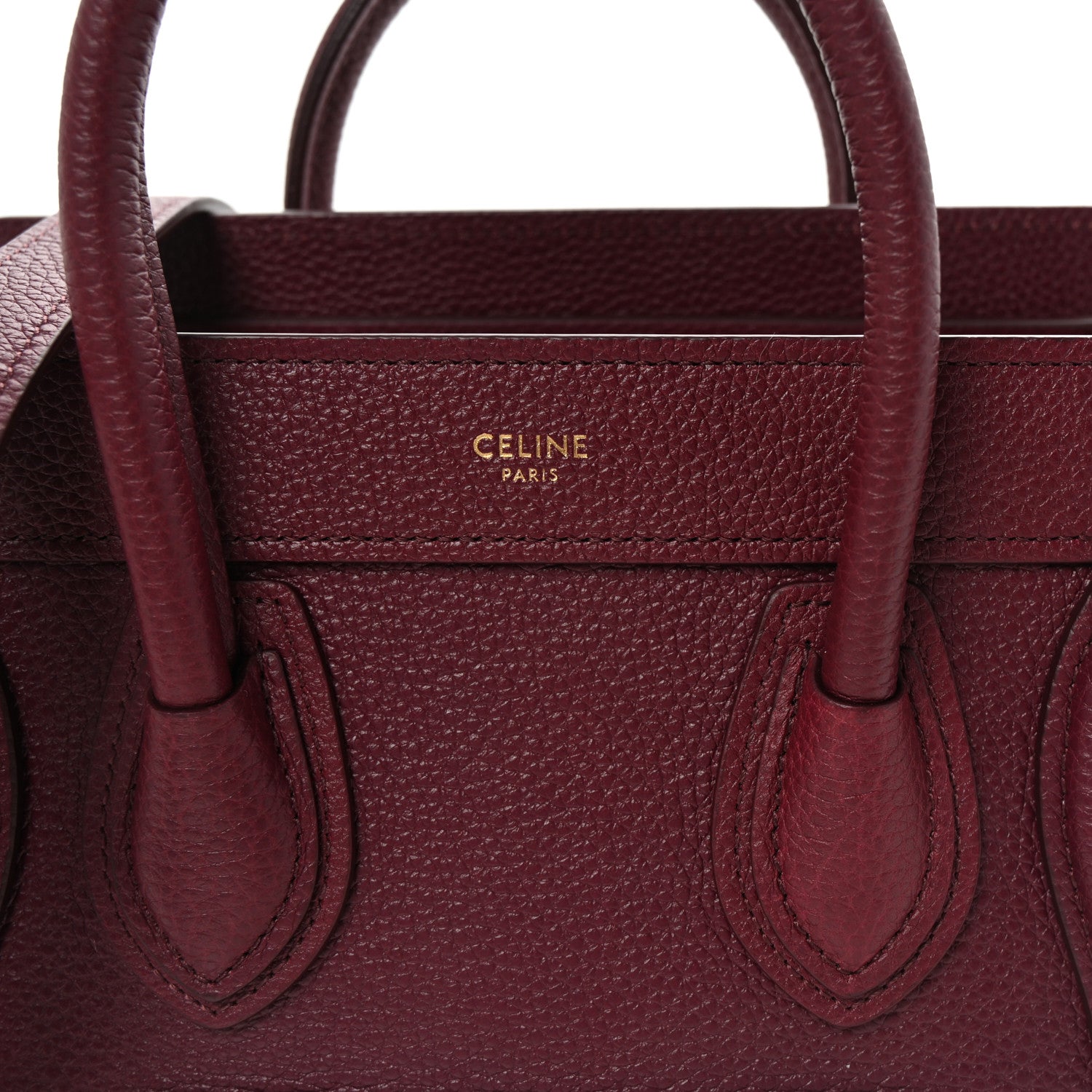 Celine Drummed Calfskin Nano Luggage Burgundy 8 of 10