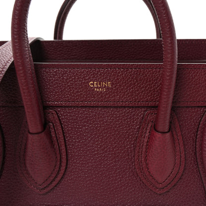 Celine Drummed Calfskin Nano Luggage Burgundy 8 of 10