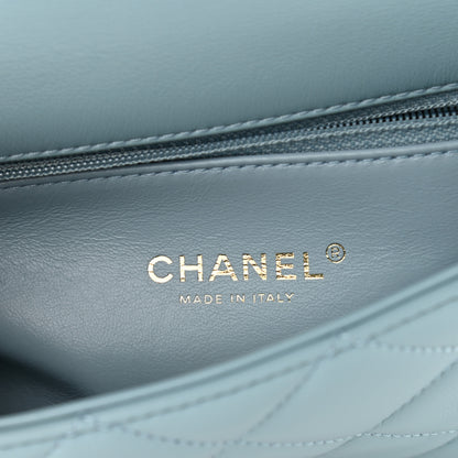 Chanel Lambskin Enamel Quilted Pending CC Mini Square Flap Light Blue 6 of 9