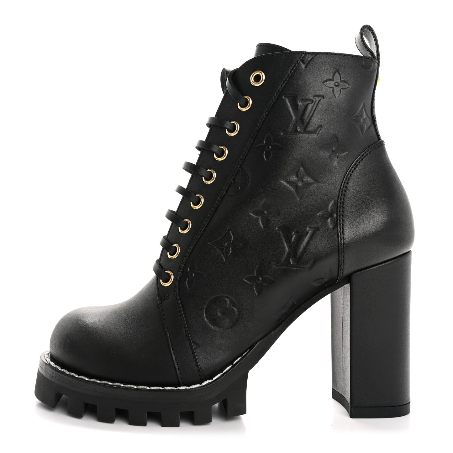 Calfskin Monogram Star Trail Ankle Boots 38.5 Black