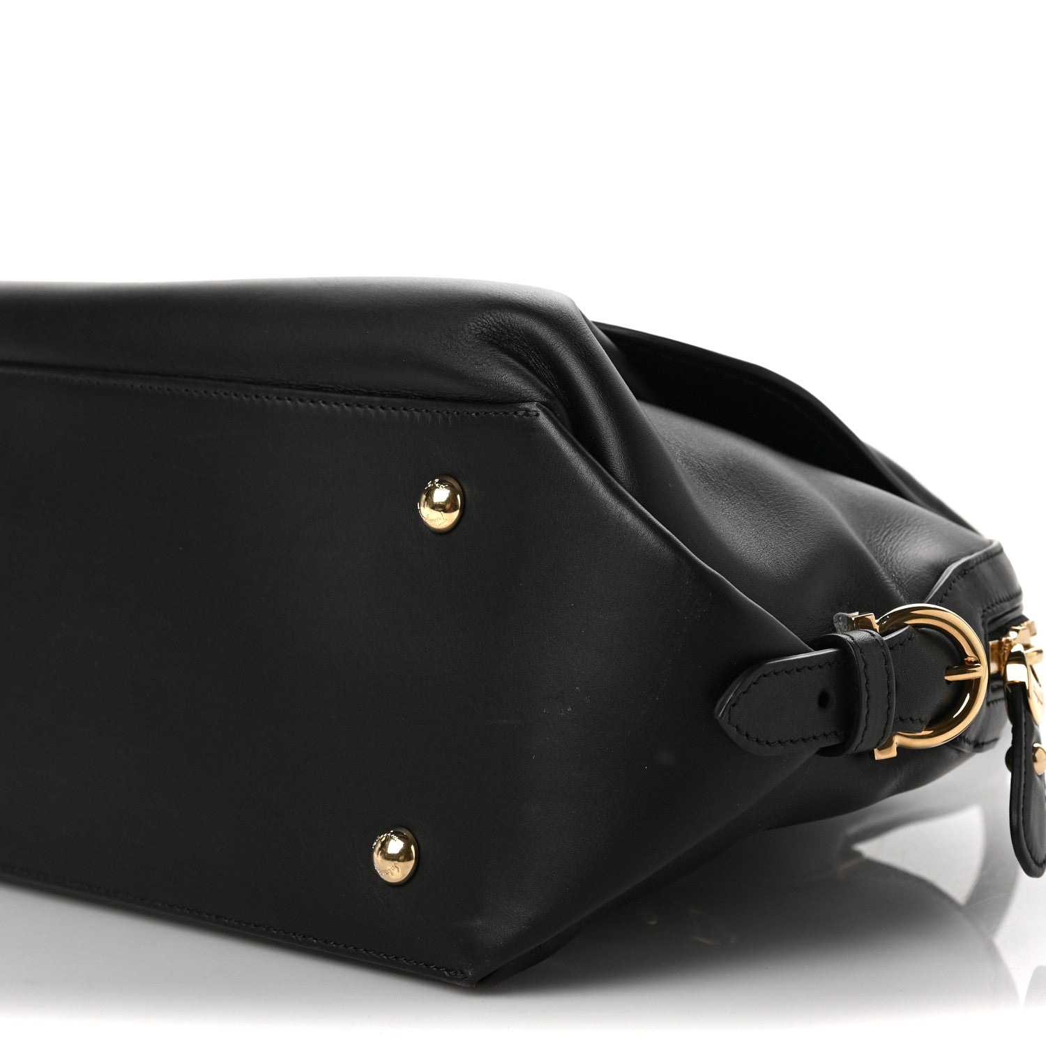 Salvatore Ferragamo Calfskin Fiamma Bag Black 8 of 8