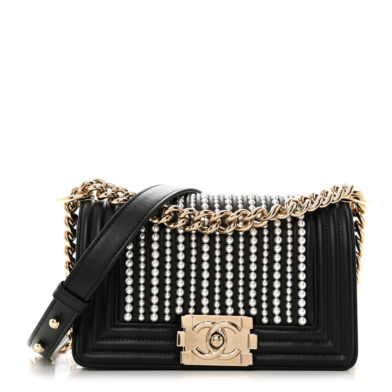 Chanel Calfskin Pearl Small Boy Flap Black 1 of 10