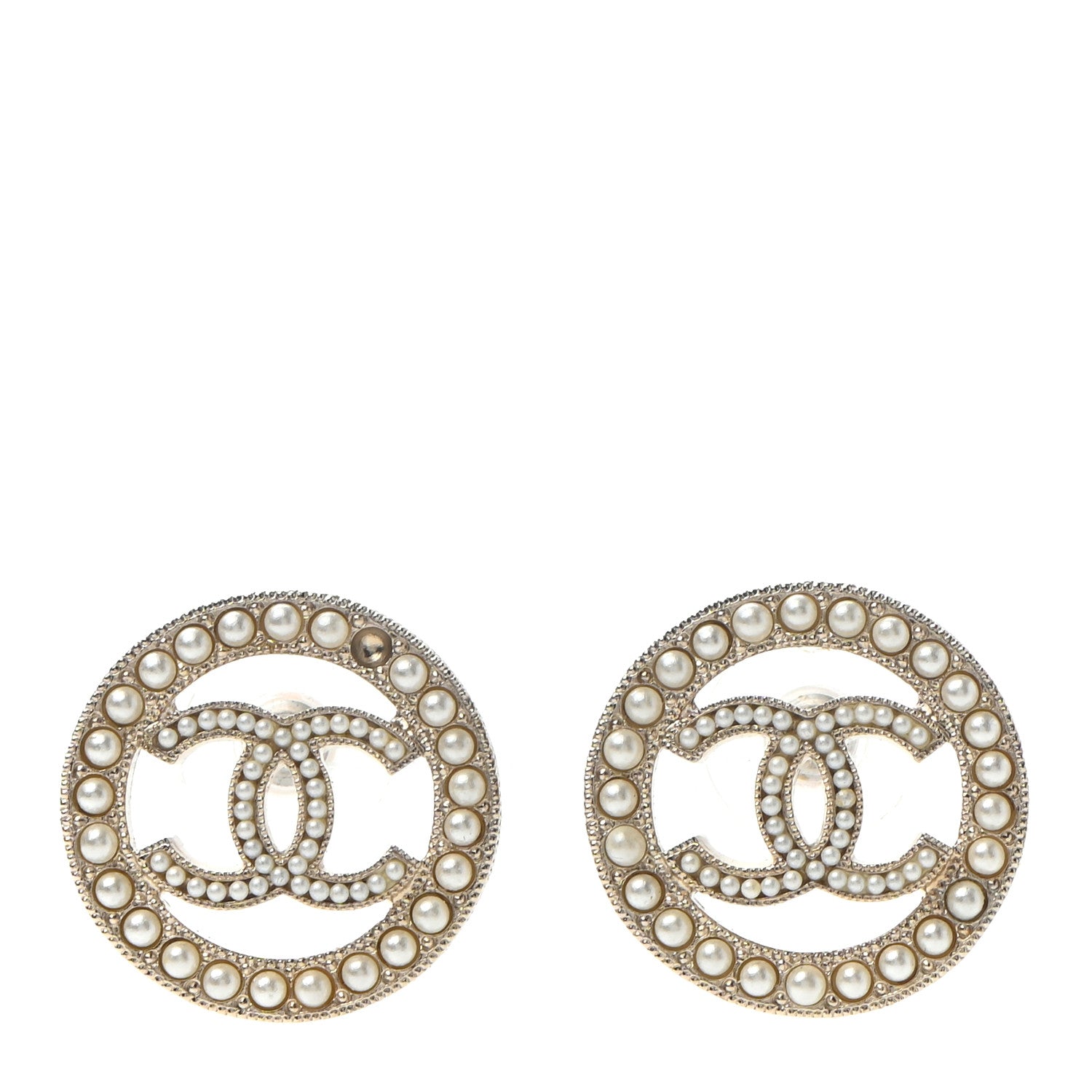 Chanel Pearl CC Round Earrings Gold 1 of 4