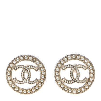 Chanel Pearl CC Round Earrings Gold 1 of 4