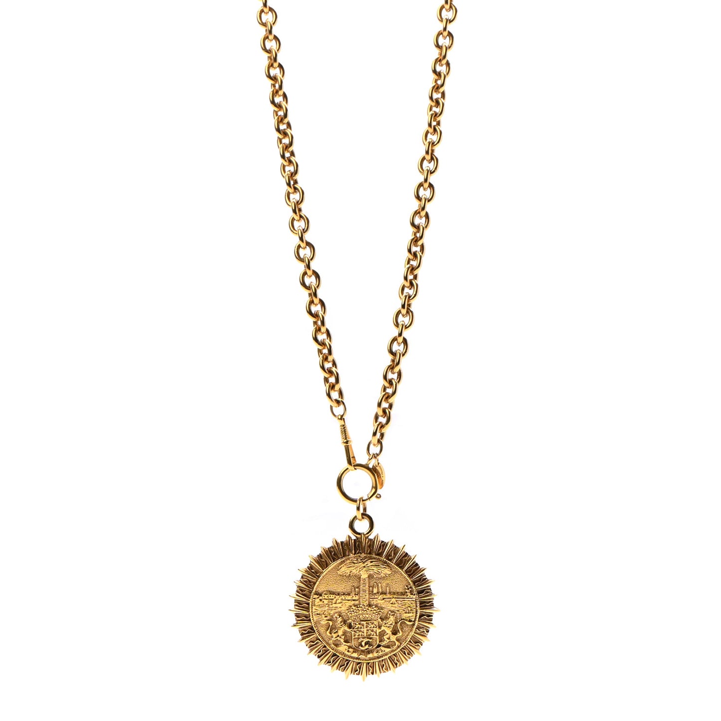 Medallion CC Chain Necklace Gold