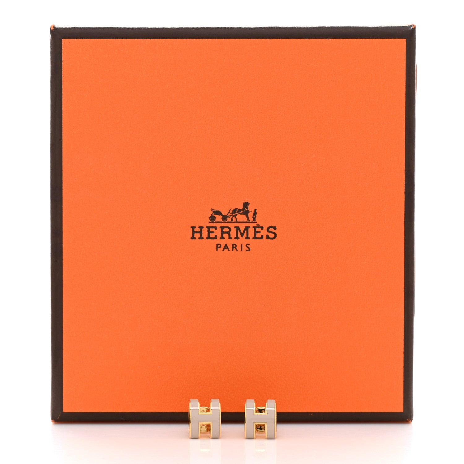 Hermes Gold Lacquered Mini Pop H Earrings Marron Glace 7 of 7