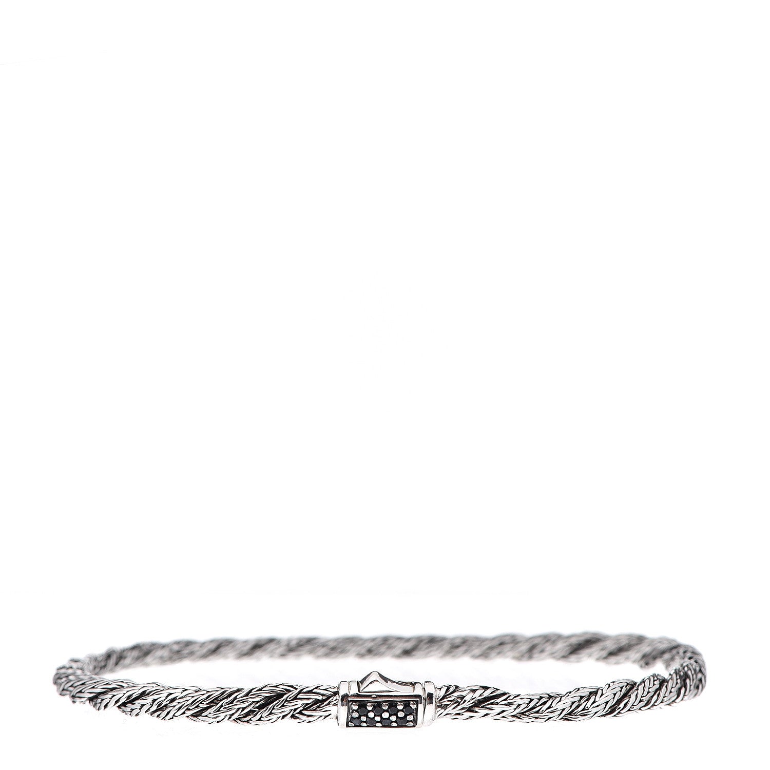 John Hardy Sterling Silver Black Sapphire 3.5mm Twisted Chain Bracelet 1 of 3