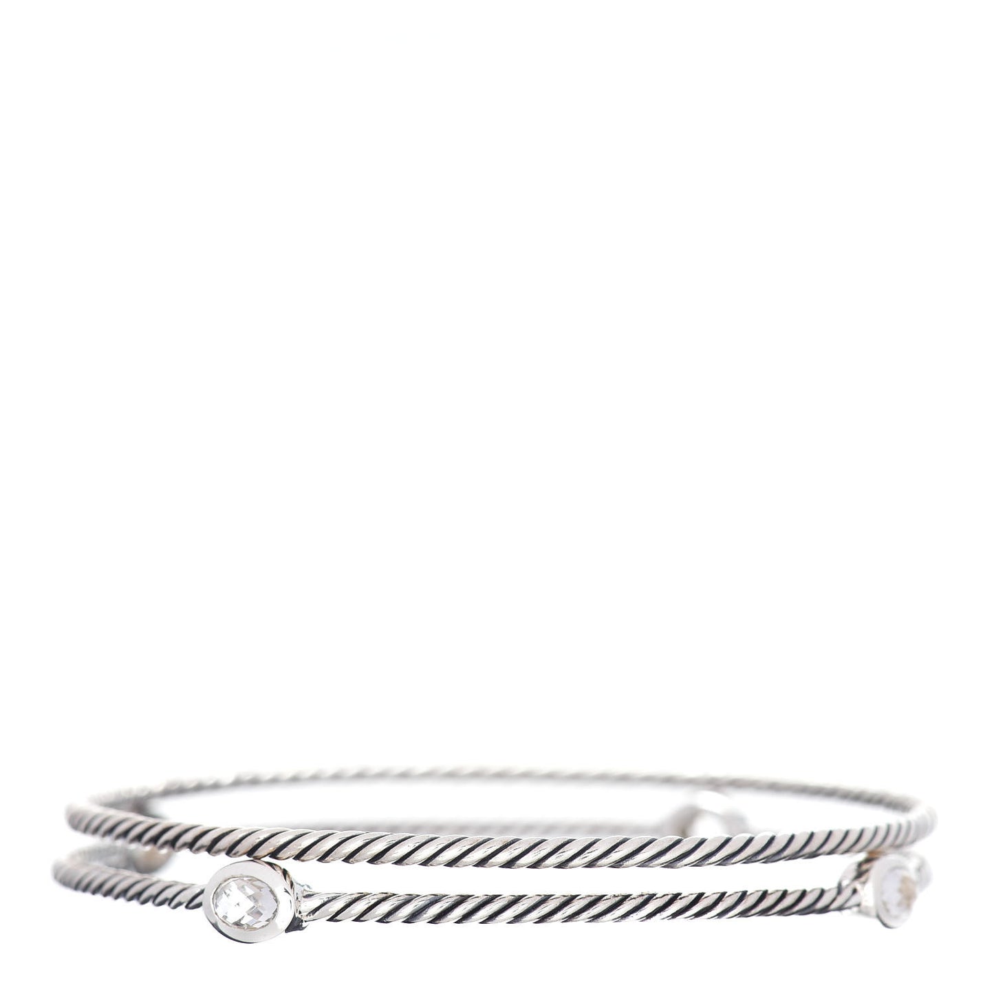 Sterling Silver Crystal Color Classics Cable Bangle Bracelet Set of 2