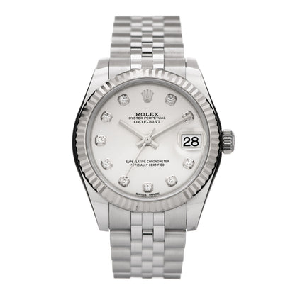 Rolex Stainless Steel 18K White Gold Diamond 31mm Oyster Perpetual Datejust Watch Silver 178274 1 of 4