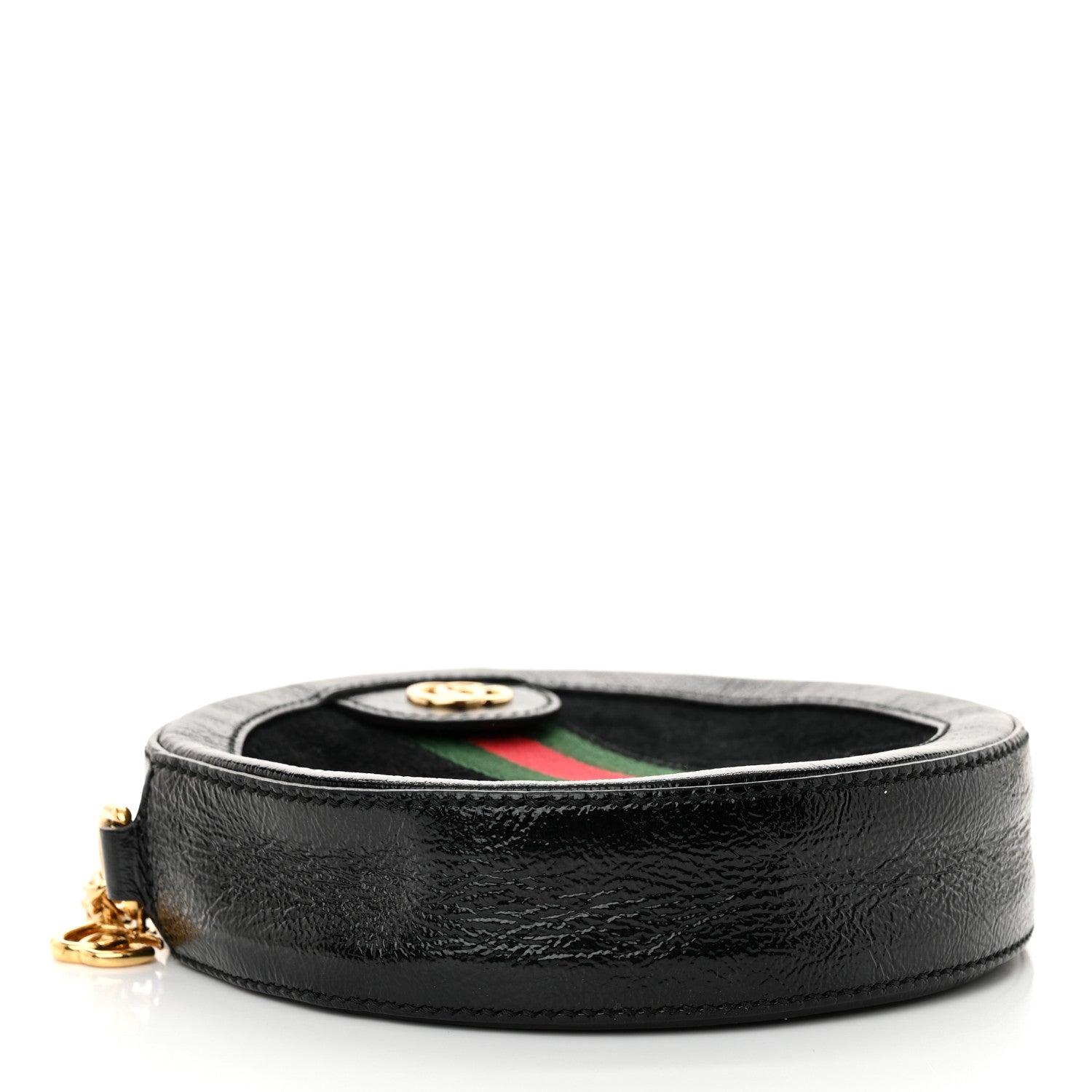 Gucci Suede Patent Web Mini Ophidia Round Shoulder Bag Black 4 of 12