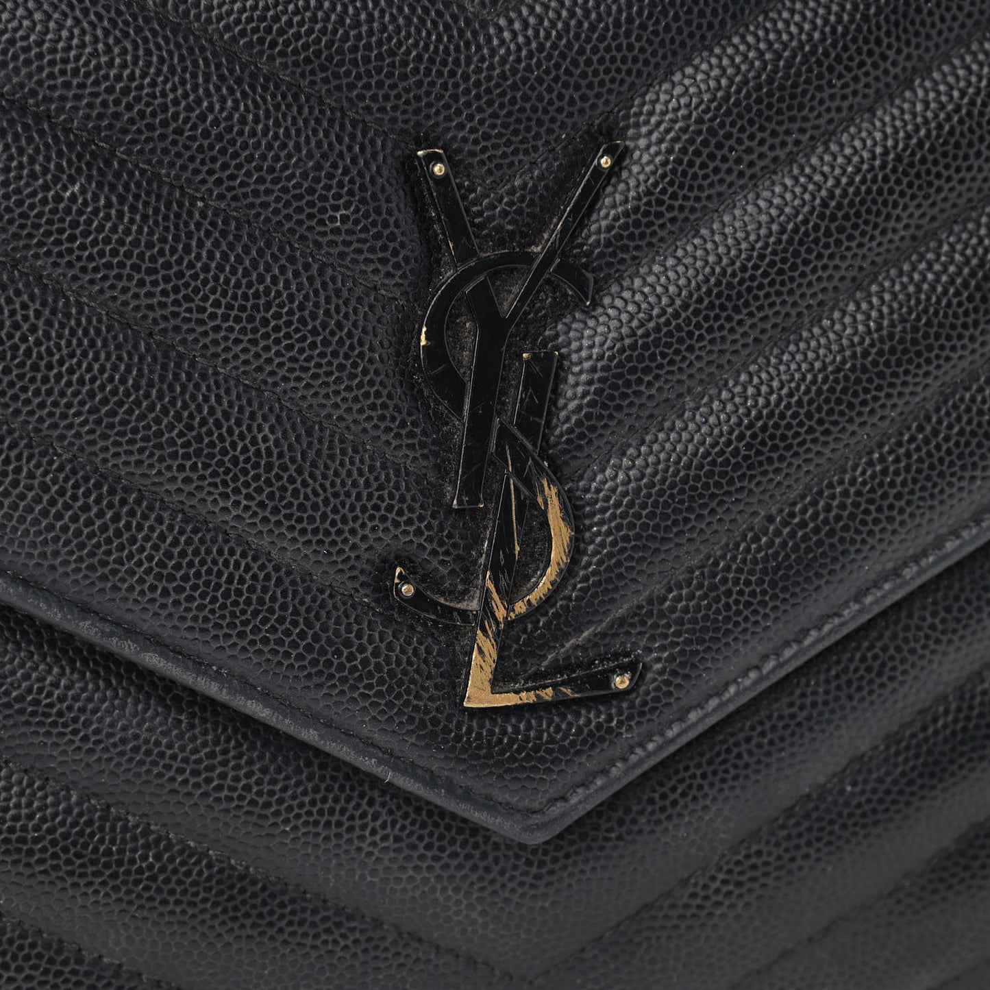Grain De Poudre Matelasse Chevron Monogram Chain Wallet Black