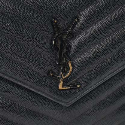 Saint Laurent Grain De Poudre Matelasse Chevron Monogram Chain Wallet Black 9 of 14