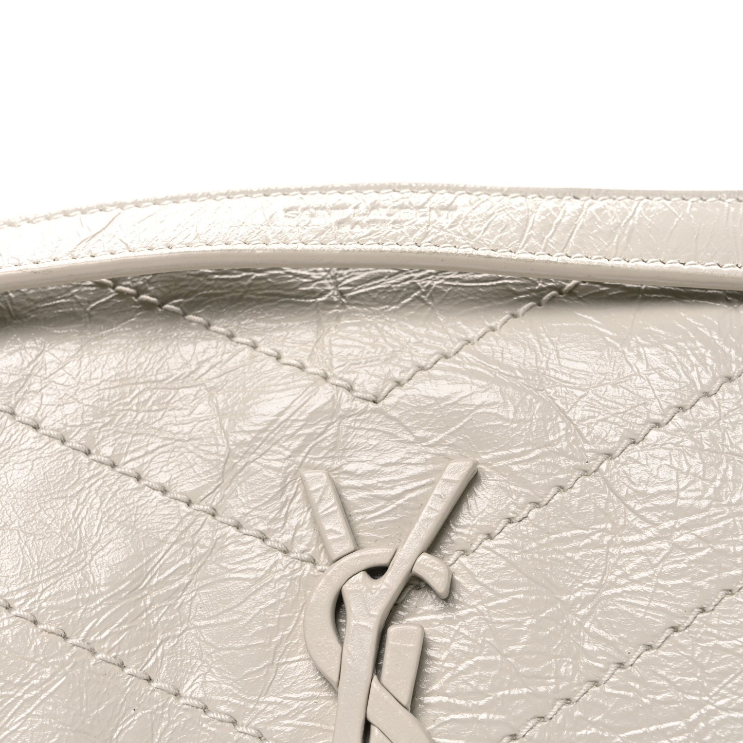 Crinkled Calfskin Matelasse Monogram Baby Niki Chain Satchel Blanc Vintage