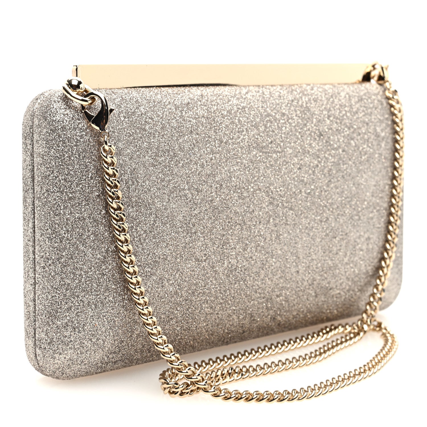 Jimmy Choo Dusty Glitter Ellipse Clutch Platinum Ice 3 of 9