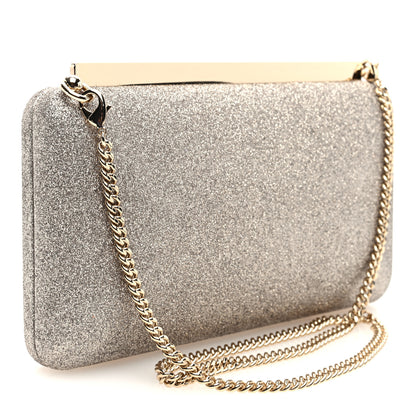 Jimmy Choo Dusty Glitter Ellipse Clutch Platinum Ice 3 of 9