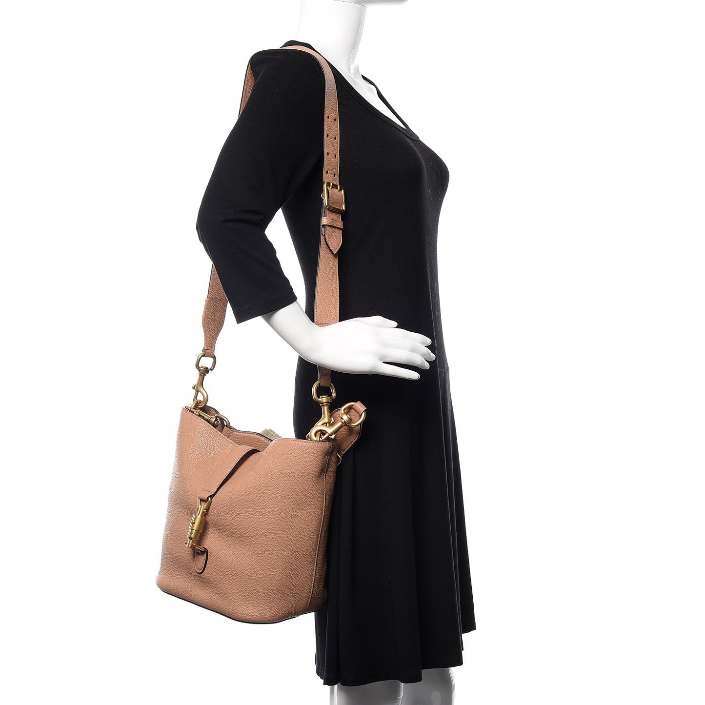 Soft Grained Calfskin Small Jackie Bucket Bag Camelia